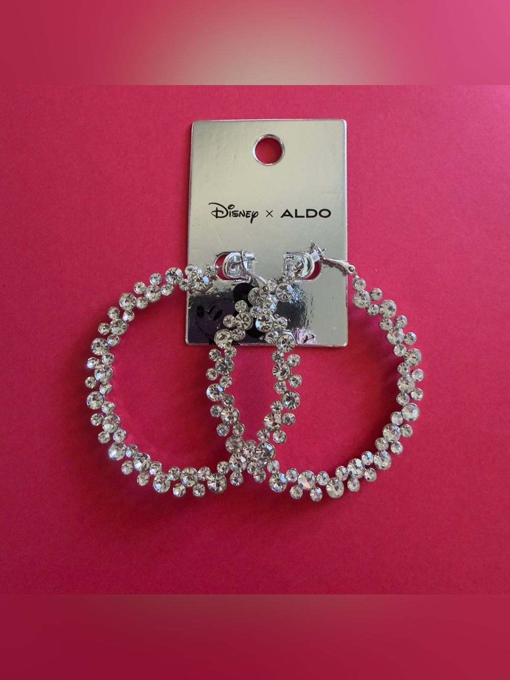 6cm. Disney X Aldo Silver Crystal Hoop Earrings